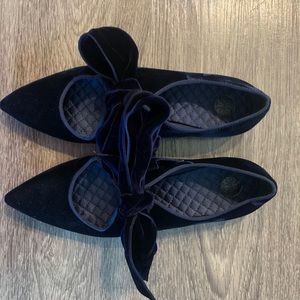 Tory Burch Navy Velvet Bow flats